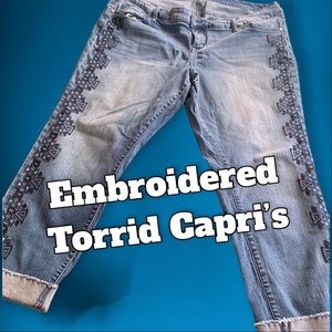 Torrid Cropped Boyfriend Jeans w/Embroidery